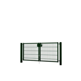 Dubbele tuinpoortset met dubbelstaafmatvulling 2000x1000 - RAL6009 Art. nr. TPTDMD60092010S prijs per Set excl. BTW