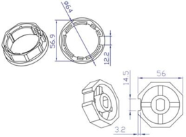 Koppelingsset 8-kant 60mm voor motor 45mm Art nr. 100401  (SE)