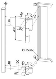 Locinox MAMMOTH180-9005~~Art. nr. P00017909-9005,   P00009344-9005 - Hydraulische poortsluiter en gelagerd scharnier-zwart (TH)