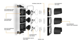Vektor Verkeerslicht diameter 200 met 2 LED lichten, rood en groen op 230Vac. Art nr. LMP213  (NE)