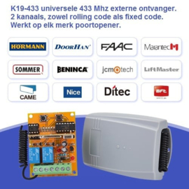 10x set 2 kanaals ontvanger en 6x Quiko Roling code zenders en 24v voeding. (roling code=beter beveiligd dan fixed code.) multicode-ontvanger.Art. 1x 4010  1x 2415 en 6x 4008  €132,95 p/st. (QU)