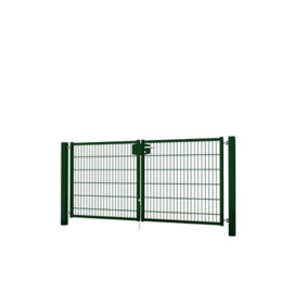 Dubbele tuinpoortset met dubbelstaafmatvulling 2400x1200 - RAL6005 Art. nr. TPTDMD60052412S prijs per Set excl. BTW