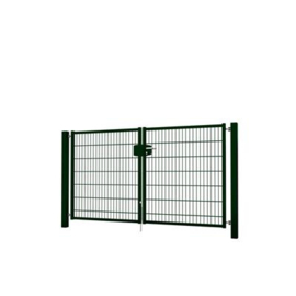 Dubbele tuinpoortset met dubbelstaafmatvulling 2400x1400 - RAL6009 Art. nr. TPTDMD60092414S prijs per Set excl. BTW