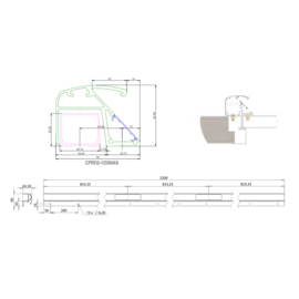 Sewosy  Handgreep 2500cm, 2x 300N, 12-12VDC Art nr. MGB600