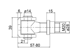CR20I~~Scharnier M20 in inox met U-beugel en regelmoer