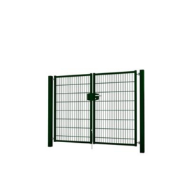 Dubbele tuinpoortset met dubbelstaafmatvulling 2000x1600 - RAL6009 Art. nr. TPTDMD60092016S prijs per Set excl. BTW