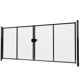 Dubbele tuinpoortset met gaasvulling 4000x1800 - RAL9005 Art. nr. TPD9005400180S prijs per Set excl. BTW