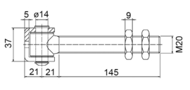CL20I~~Scharnier M20 in inox met U-beugel en 2 moeren