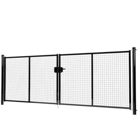 Dubbele tuinpoortset met gaasvulling 4000x1500 - RAL9005 Art. nr. TPD9005400150S prijs per Set excl. BTW