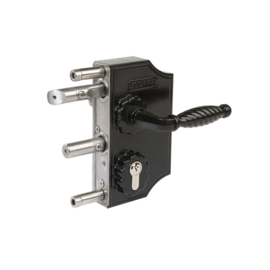 Locinox Klein sierpoortslot opbouw - profiel 30-40 mm - Zamac krukken 3006FA en cilinder - RAL9005 Art. nr. LAKY3030F2L9005 (TH)