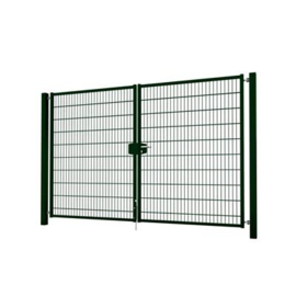 Dubbele tuinpoortset met dubbelstaafmatvulling 3000x2000 - RAL6009 Art. nr. TPTDMD60093020S prijs per Set excl. BTW