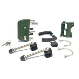 Slotset voor enkele tuinpoort met GAAS vulling met doorboorscharnieren - RAL6005 Art. nr. SLOTSET6005TPE prijs per Stuk(s) excl. BTW