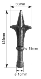 153~~LASBARE SPEERPUNT 125X50MM