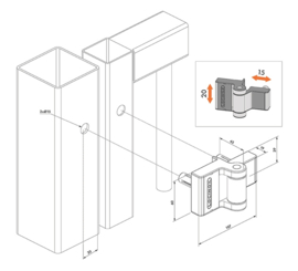 PUMA-9005~~P00006972-9005 - Prijs per set van 2-compact 2-dimensionaal verstelbaar opbouwscharnier-z