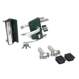 Slotset voor enkele tuinpoort met DSM vulling met 90° scharnieren - RAL6005 Art. nr. SLOTS6005EP90GR prijs per Stuk(s) excl. BTW