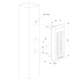 Locinox Codeklavier SLIMSTONE met 2 geïntegreerde relais - RAL9005 Art. nr. SLIMSTONE-2-9005  (HO)  €167,95
