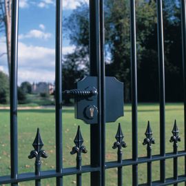 Locinox Klein sierpoortslot opbouw - profiel 40-50 mm - Zamac krukken 3006FA en cilinder - RAL6005 Art. nr. LAKY4040F2L6005  (TH)