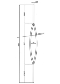 18.154.RD14.TB~~SPIJL RAL 9005 H1000X98MM DIKTE 14mm