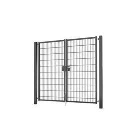 Dubbele tuinpoortset met dubbelstaafmatvulling 2000x2000 - RAL7016 Art. nr. TPTDMD70162020S prijs per Set excl. BTW