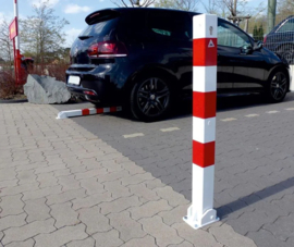 Parkeerpaal vierkant 70 mm, inklapbaar, met europrofielcilinder  (PO)