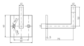 15.005.11~~VIERKANTE LEUNINGHOUDER MET 2 GATEN