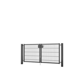 Dubbele tuinpoortset met dubbelstaafmatvulling 2000x1000 - RAL7016 Art. nr. TPTDMD70162010S prijs per Set excl. BTW