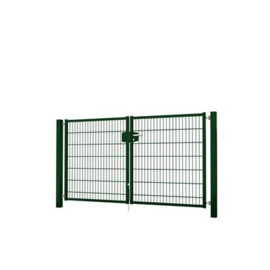 Dubbele tuinpoortset met dubbelstaafmatvulling 2400x1400 - RAL6005 Art. nr. TPTDMD60052414S prijs per Set excl. BTW