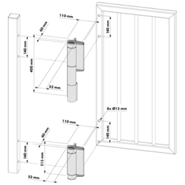 Locinox MAMMOTH-HD-SILV~~Art. nr. MAMMOTH180ZILV-HD,  P00009352-SILV - Hydraulische 180 graden  (th)ier in een-zilver (TH)