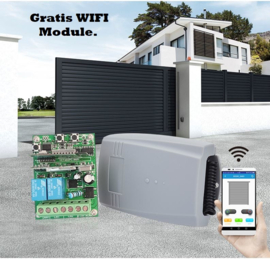 Quiko Ercole QK E2500 230v motor-unit, voor schuifpoorten tot 2500kg. (Nieuwste techniek.) met IR Sensoren, Zender, sturing .  En WIFI Art. 0503  (QU)