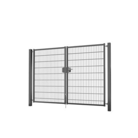 Dubbele tuinpoortset met dubbelstaafmatvulling 2400x1800 - RAL7016 Art. nr. TPTDMD70162418S prijs per Set excl. BTW