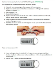 10x Quiko qk-m04 handzender design, rolling code . 433Mhz. Art. 4008  €24,95  p/st.  (QU)