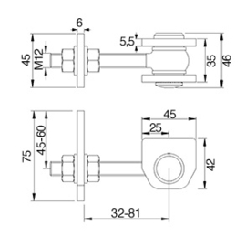 178-M12~~REGELB. SCHARNIER VOOR 180 GRADEN OPENING IN M12 - 50Kg
