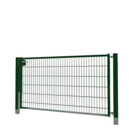 Enkele tuinpoortset met dubbelstaafmatvulling 2000x1200 - RAL6005 Art. nr. TPTDM60052012S prijs per Set excl. BTW