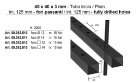 08.082.510~~Tubo 40x40x3 H.2000 15 fori t.12 Passanti