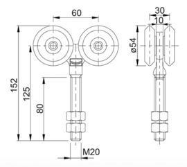 4C-G~~ROL MET 4 WIELEN GESTAMPT EN GELAGERD 54MM