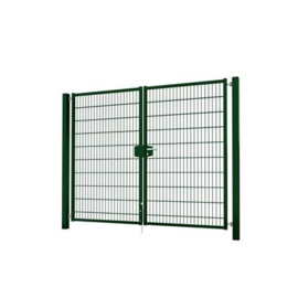 Dubbele tuinpoortset met dubbelstaafmatvulling 2400x2000 - RAL6005 Art. nr. TPTDMD60052420S prijs per Set excl. BTW