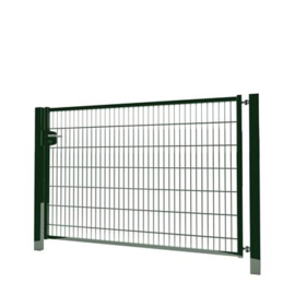 Enkele tuinpoortset met dubbelstaafmatvulling 2000x1400 - RAL6009 Art. nr. TPTDM60092014S prijs per Set excl. BTW