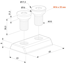 4DFIX-I-12~~P00004475 - Prijs per stuk,afname per 50 st- klauwnut en bouten voor 4d-scharnièren