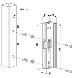 MODULEC-SA-E-9005~~P00010975-9005 - Elektrische slotvanger voor opbouw (emissa)-zwart