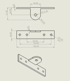 Beugels voor houten poorten. (op de poort-vleugel zelf) per 2 stuks. Art 0403  (QU)
