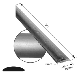 MC114-3M~~HALF-ROND 40X8 MM - 300 CM