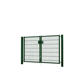 Dubbele tuinpoortset met dubbelstaafmatvulling 2000x1400 - RAL6005 Art. nr. TPTDMD60052014S  prijs per Set excl. BTW