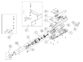 Ditec 2x eindkap Voor de Luxo 5VBH (motor met borstels onder de spindel) (pos 10 op tekening)  (HO)