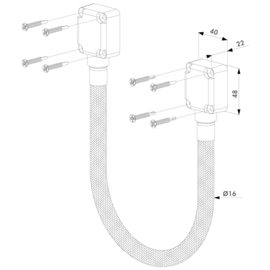 Verstevigde roestvrijstalen, gevlochten doorvoerkabel 650 mm Art. nr. DVKHD650  (TH)