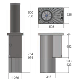 Vektor bollard CSA200FE H500 Ø200 d12.5 Art nr. PAR532  (NE)