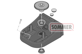 Sommer Tandwiel met as + 2 bussen voor lagering Twist AM Art nr. 104741  (SE)