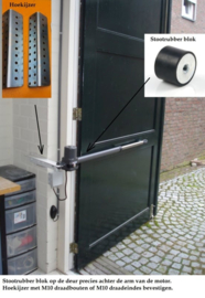 Quiko EON 600 op garagedeuren en openslaande poorten, complete set met muurbeugels en stootdoppen. Art. 0650.  (QU)