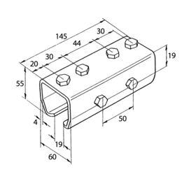 85202~~85202 Verbindingsmof verzinkt voor rail TYPE 40