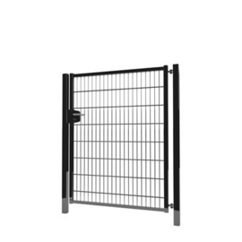 Enkele tuinpoortset met dubbelstaafmatvulling 1200x1600 - RAL9005 Art. nr. TPTDM90051216S prijs per Set excl. BTW