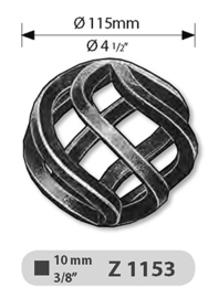 Z1153~~RONDE GESMEDE TORS 115MM.